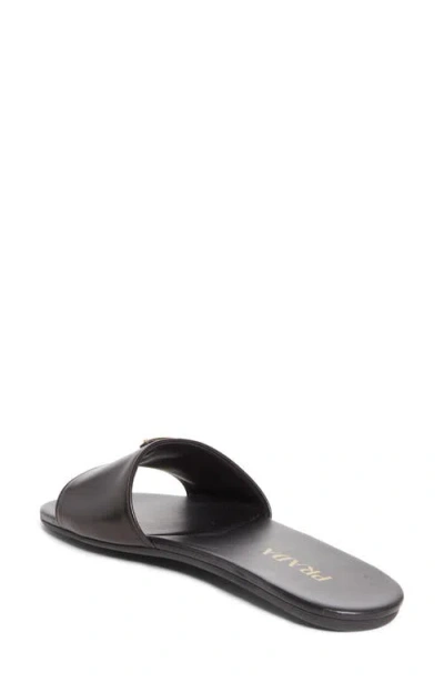 Prada Logo Slide Sandal In Brown
