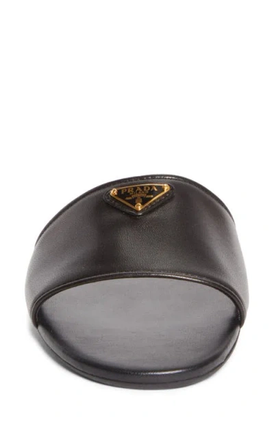 Prada Logo Slide Sandal In Brown