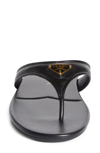 Prada Logo Flip Flop In Black