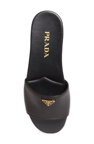 Prada Logo Slide Sandal In Brown