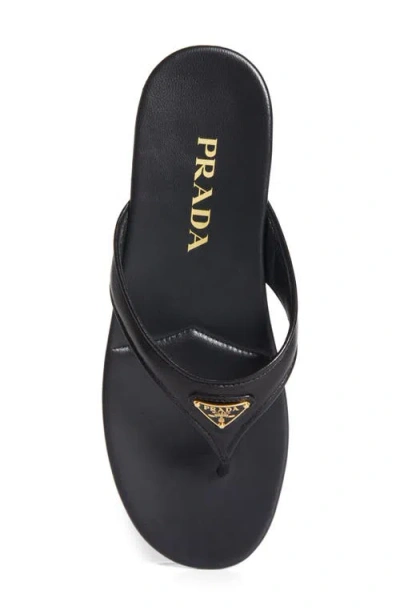 Prada Logo Flip Flop In Black