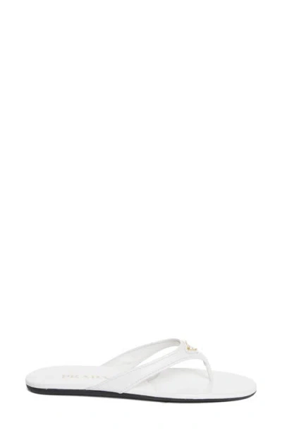 Prada Logo Flip Flop In White