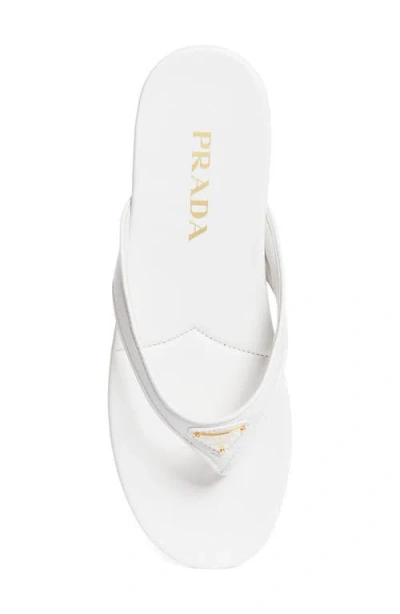 Prada Logo Flip Flop In White