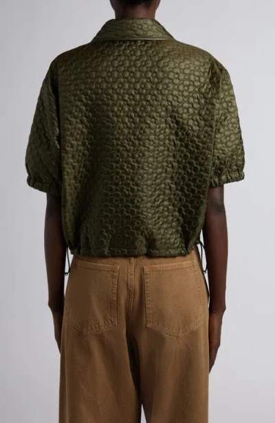 Moncler Flower Quilted Short Sleeve Jacket In Blue