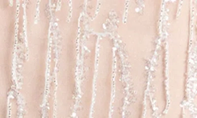 Helsi Ramona Fringe Embellished Strapless Column Gown In Neutral