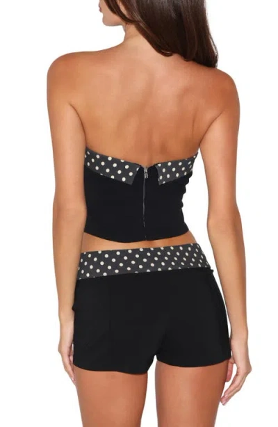 Tiger Mist Albie Strapless Polka Dot Trim Top In Black
