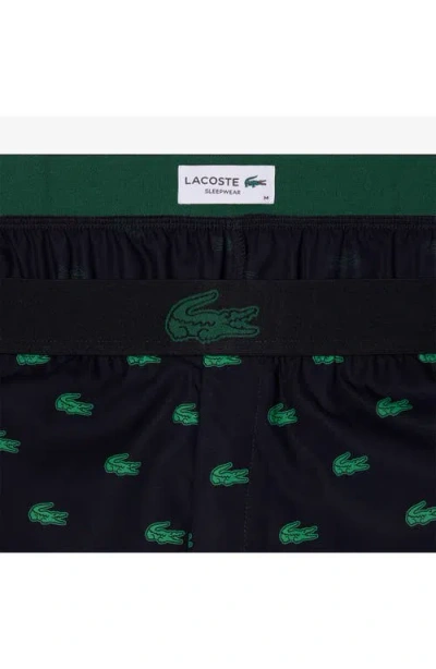 Lacoste Logo Print Cotton Pajama Pants In Multi