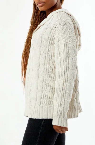 Pacsun Dylan Cable Knit Zip-up Hooded Sweater In White