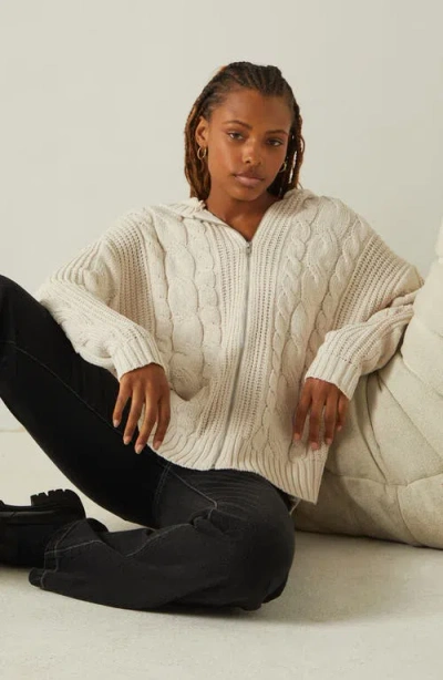 Pacsun Dylan Cable Knit Zip-up Hooded Sweater In White