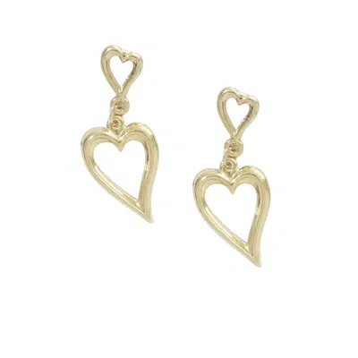 The Gala Women's Golden Twin-heart Drop Earrings In Gold