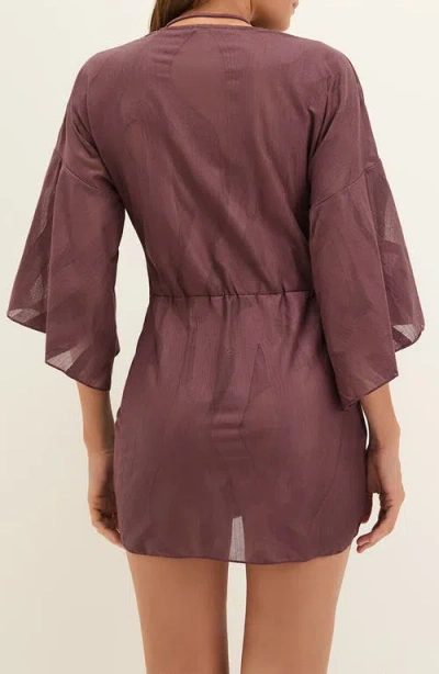 Vix Paula Hermanny Perola Cotton Blend Cover-up Minidress In Purple