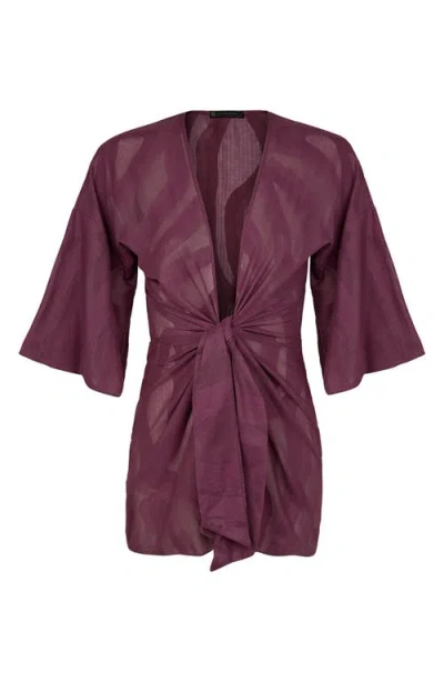 Vix Paula Hermanny Perola Cotton Blend Cover-up Minidress In Purple