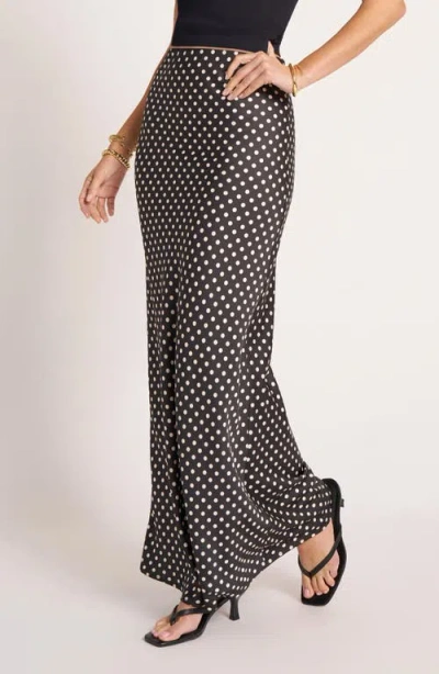 Matty M . Polka Dot Bias Cut Maxi Skirt In Multi