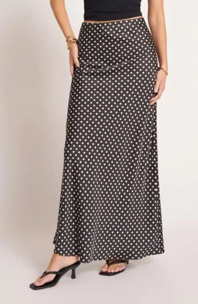 Matty M . Polka Dot Bias Cut Maxi Skirt In Multi