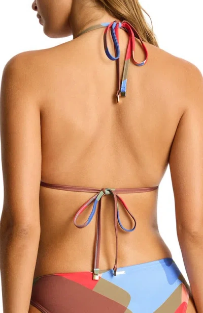 Sea Level Santora Triangle Bikini Top In Blue