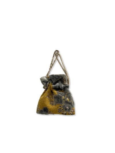 Angie Power Women's Micro Power Pouch - Venetian Brocade - Blooming Yellow & Blue In Yellow