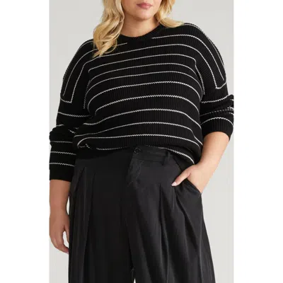 Universal Standard Bruno Stripe Rib Sweater In Black