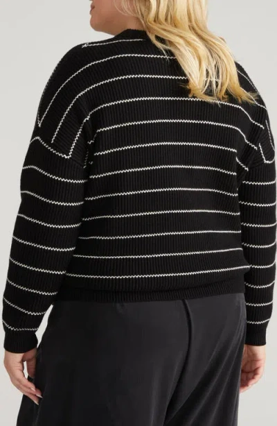 Universal Standard Bruno Stripe Rib Sweater In Black