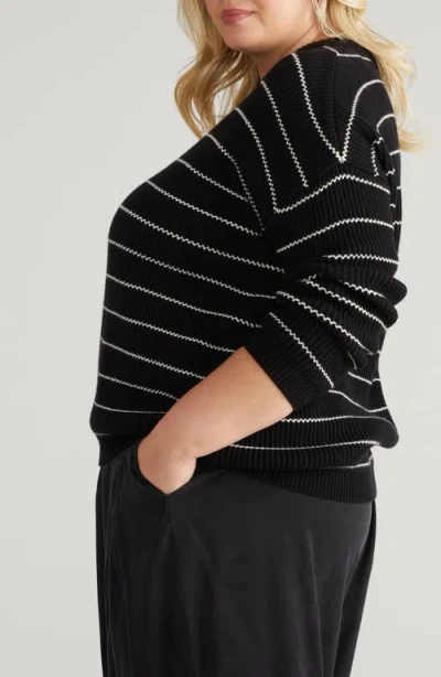 Universal Standard Bruno Stripe Rib Sweater In Black