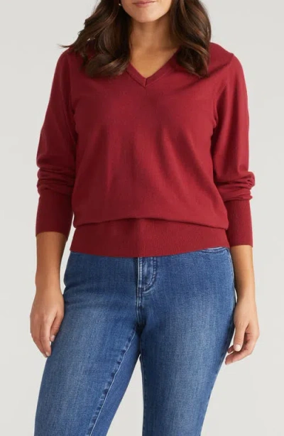 Universal Standard Flora V-neck Sweater In Burgundy