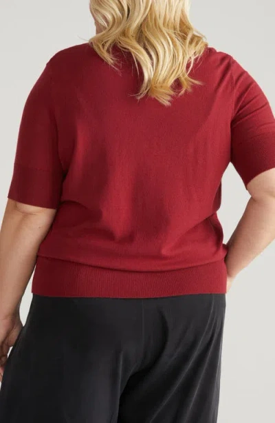 Universal Standard Rosie Short Sleeve Sweater In Red