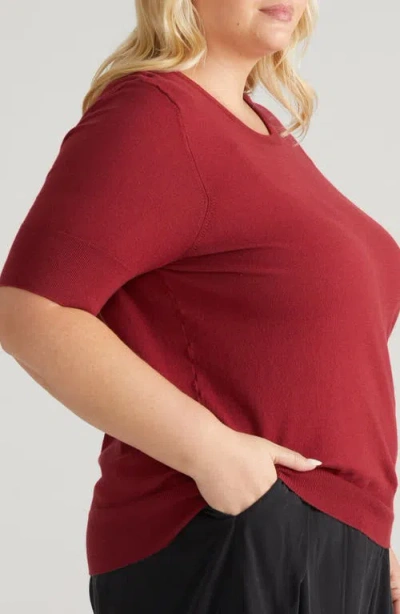 Universal Standard Rosie Short Sleeve Sweater In Red