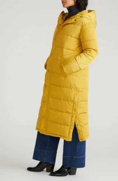 Universal Standard Everest 2 Hooded Long Puffer Coat In Yellow