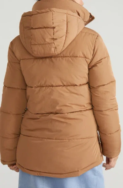 Universal Standard Rainier Short Hooded Puffer Jacket In Brown