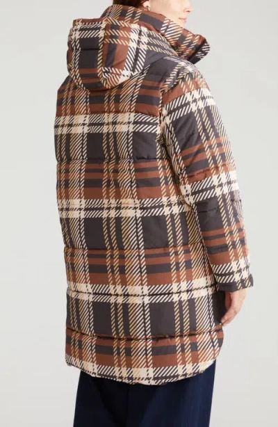 Universal Standard Matterhorn Hooded High-low Puffer Coat In Brown