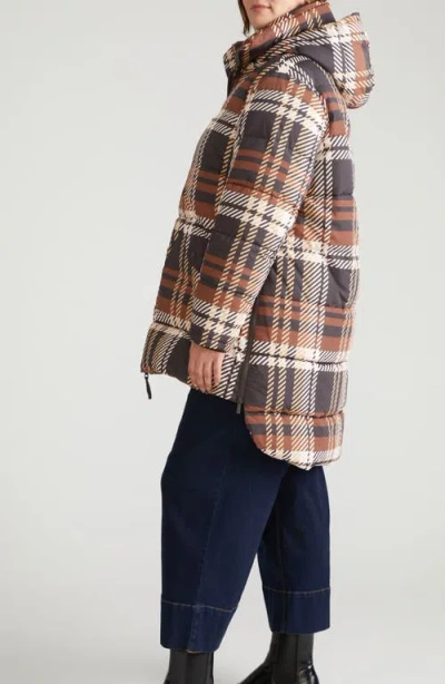 Universal Standard Matterhorn Hooded High-low Puffer Coat In Brown