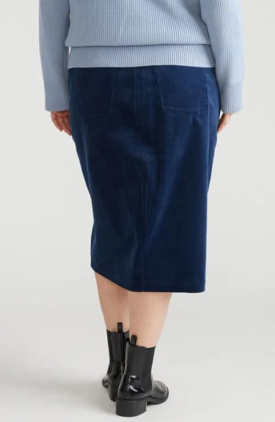 Universal Standard Corduroy Midi Skirt In Blue