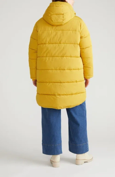Universal Standard Matterhorn Hooded High-low Puffer Coat In Yellow