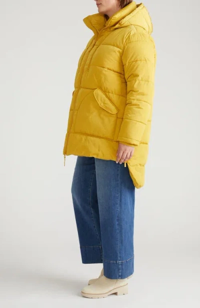 Universal Standard Matterhorn Hooded High-low Puffer Coat In Yellow