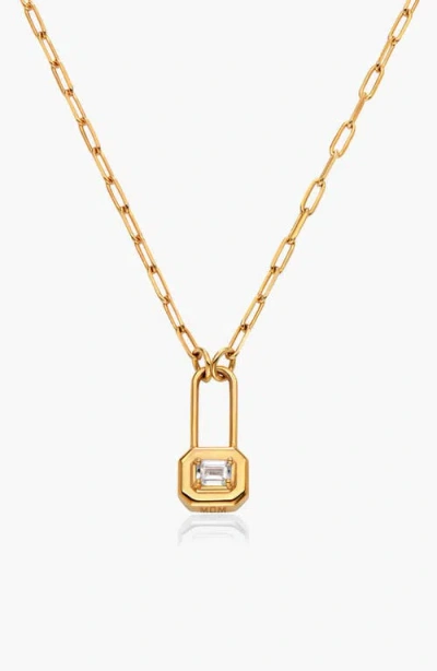 Oak & Luna Lock & Luna Charm With Emerald Cut Moissanite In Gold