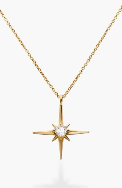 Oak & Luna Northern Star Necklace With 0.3ct Diamond In Gold