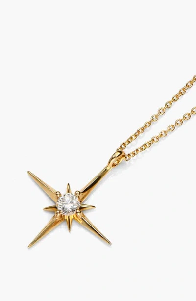 Oak & Luna Northern Star Necklace With 0.3ct Diamond In Gold