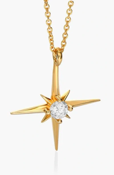 Oak & Luna Northern Star Necklace With 0.3ct Diamond In Gold