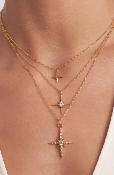 Oak & Luna Northern Star Necklace With 0.3ct Diamond In Gold