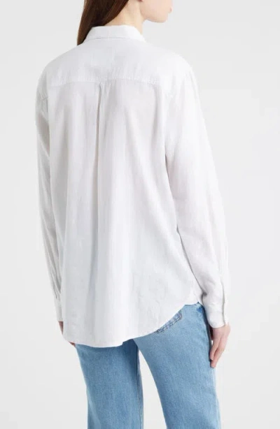 Rails Samar Eyelet Embroidered Linen Blend Button Up Shirt In White