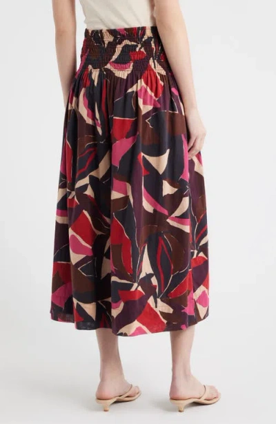 Rails Alessa Smock Waist Cotton Midi Skirt In Multi