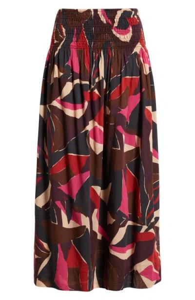 Rails Alessa Smock Waist Cotton Midi Skirt In Multi