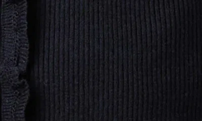 Paige Demetra Ruffle Rib Short Sleeve Cardigan In Black