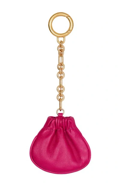 Balmain Pulse Leather Key Ring In Pink