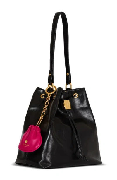 Balmain Pulse Leather Key Ring In Pink