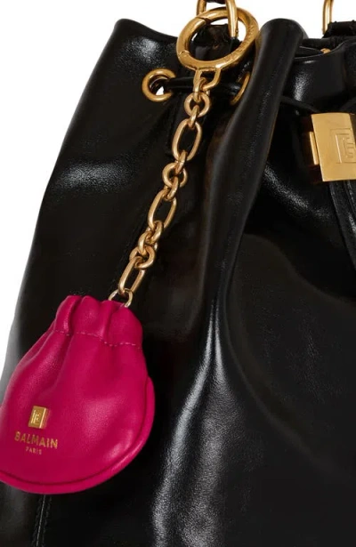 Balmain Pulse Leather Key Ring In Pink