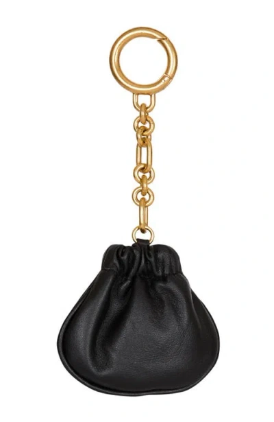 Balmain Pulse Leather Key Ring In Black