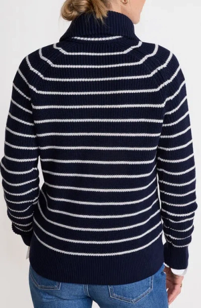 Vineyard Vines Stripe Half Button Sweater In Blue
