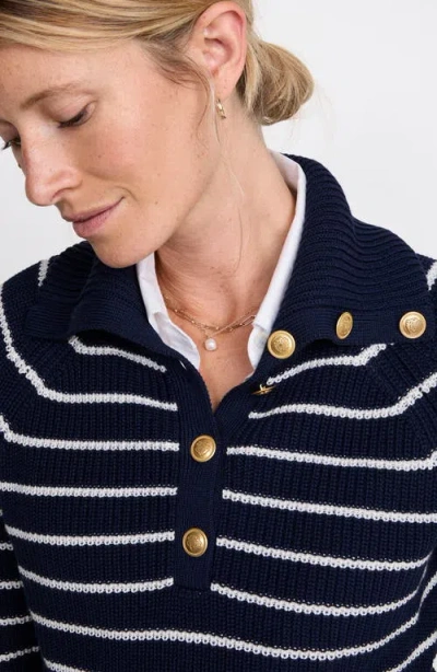 Vineyard Vines Stripe Half Button Sweater In Blue