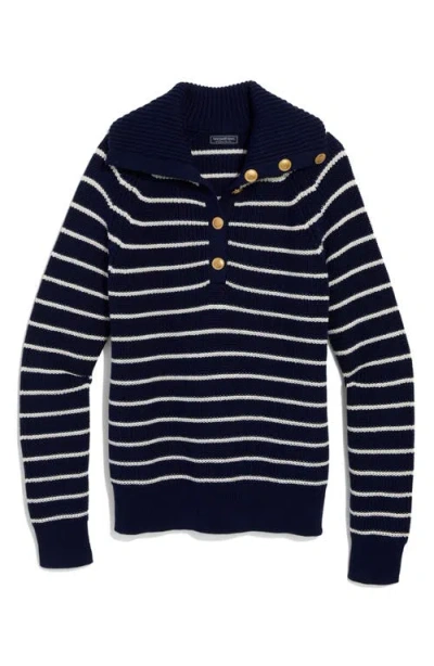 Vineyard Vines Stripe Half Button Sweater In Blue