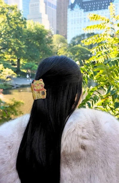 Solar Eclipse Lucky Cat Hand Painted Claw Clip In Multi